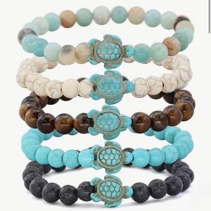 1 Turquoise and Brown Turtle Charm Bracelet  - Choice of 1
